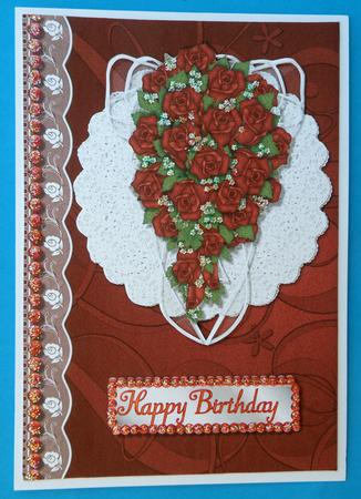 Red Rose Bouquet Decoupage Quick Card Front by Suzi Cooper