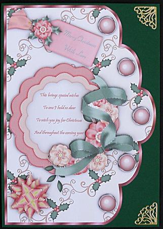 Christmas Floral Scallop Card Front with Step by Step by Suzi Cooper