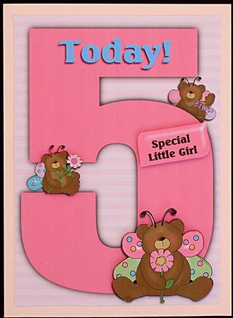 Girls Age 5 Card Front by Suzi Cooper