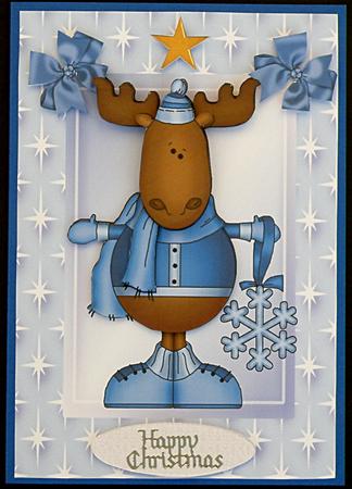Blue Christmas Reindeer in Starry Frame by Suzi Cooper