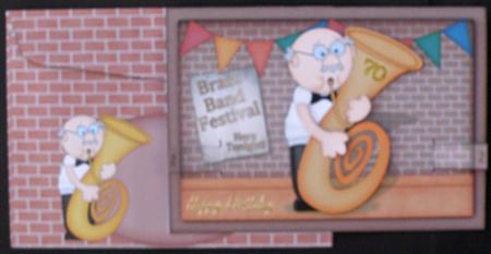 3D Bert's Tuba Animated Moveable Decoupage Card Kit by Suzi Cooper