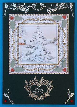 Christmas Snow Tree Spiral Edge Stacker Card Front by Suzi Cooper