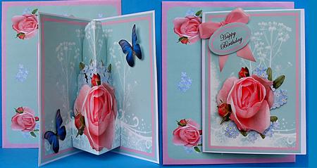Pink Roses & Forget-me-nots Pop-up by Suzi Cooper