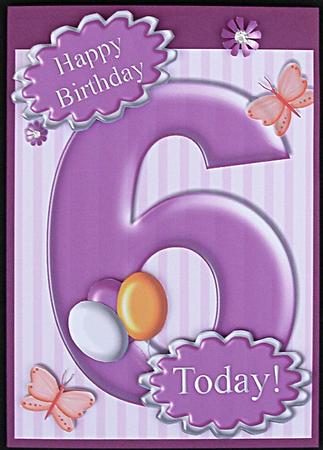 Girls Age 6 Card Front by Suzi Cooper