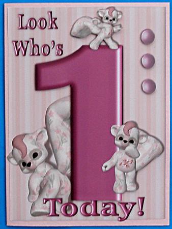 Girls Age 1 Card Front by Suzi Cooper