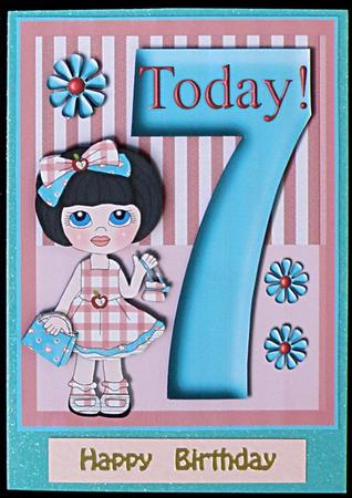 Girls Age 7 Card Front by Suzi Cooper
