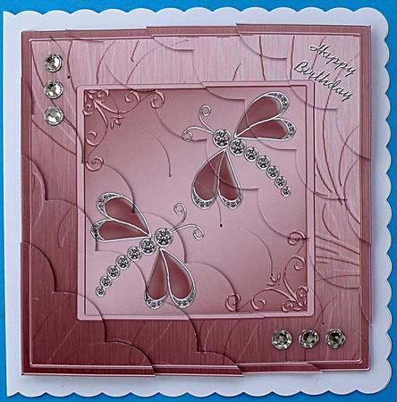 8 x 8 Diamante Dragonflies Kit with Scalloped Corners by Suzi Cooper