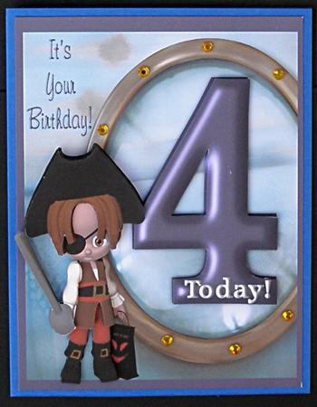 Boys Age 4 Pirate Card Front by Suzi Cooper