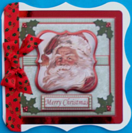 Vintage Framed Santa Christmas Card Front by Suzi Cooper