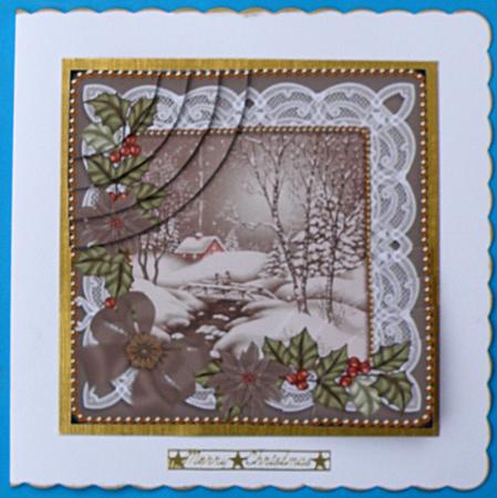Black Winter Walk Poinsettia 6in Duo Corner Stacker by Suzi Cooper
