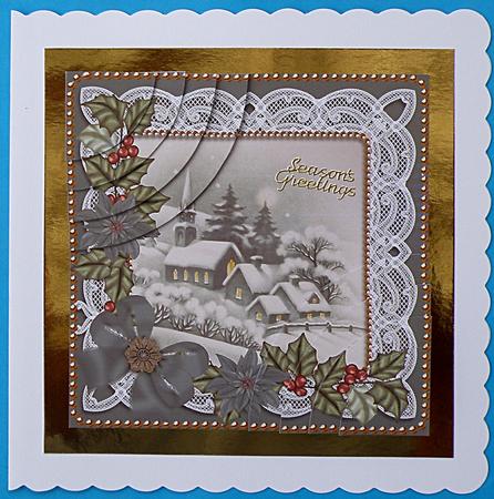 Dream Church Teal Poinsettia 6in Duo Corner Stacker by Suzi Cooper