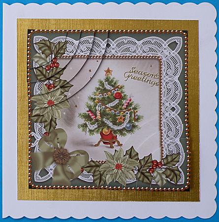 Elegant Tree Green Poinsettia 6in Duo Corner Stacker by Suzi Cooper