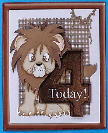 Lion Age 4 Birthday Card Front by Suzi Cooper