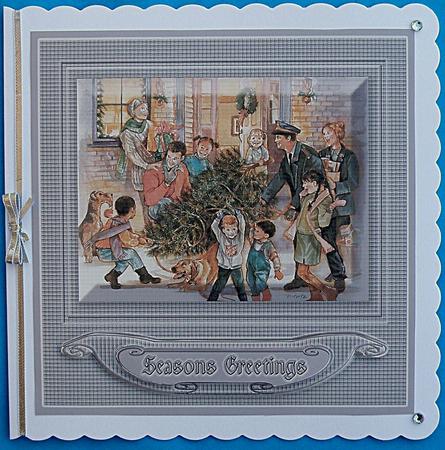 Vintage Christmas Tree in Lilac 8in x 8in Decoupage by Suzi Cooper