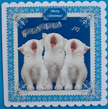 Christmas Kittens the Carol Singers 8 x 8 Square Card Sheet by Suzi Cooper