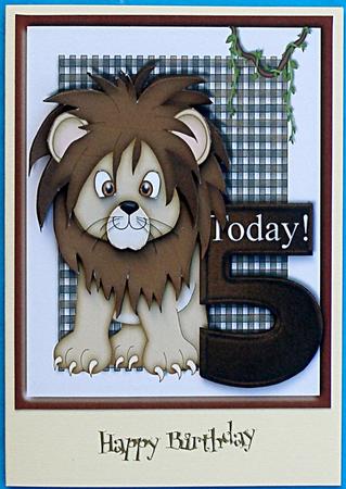 Lion Age 5 Birthday Card Front by Suzi Cooper