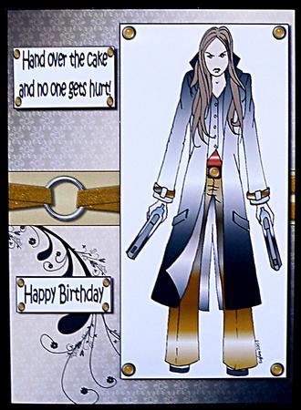 Miss Attitude Says Hand Over the Cake Quick Card by Suzi Cooper