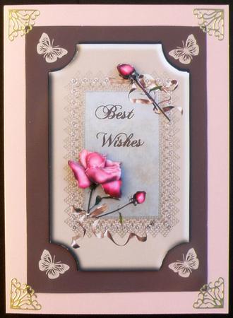 Rose Lace and Butterflies Card Front by Suzi Cooper