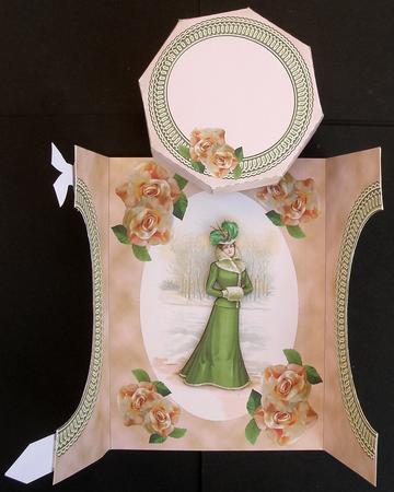 Elegant Victorian Lady in Emerald Gate Fold Card and Octobox by Suzi Cooper