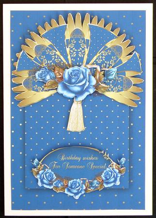 Birthday Card with Fans and Roses by Suzi Cooper