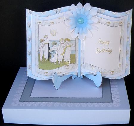 3D Vintage Book Card with Matching Box in Ice Blue by Suzi Cooper