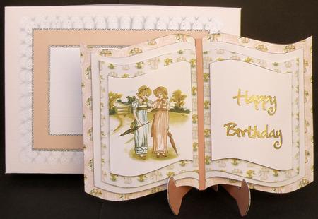 3D Vintage Book Card with Matching Box in Soft Pink by Suzi Cooper