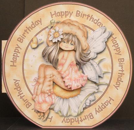 Daisy Fairy "happy Birthday" Wordaround Card with Decoupage by Suzi Cooper