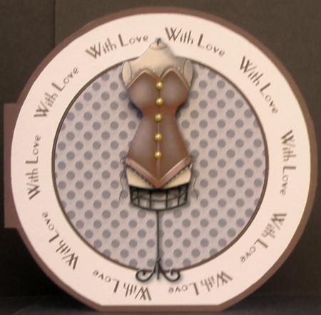 Corset "with Love" Wordaround Card with Decoupage by Suzi Cooper
