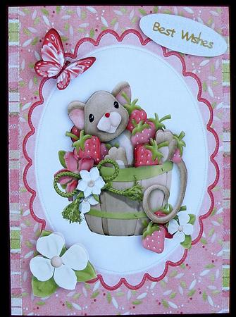 Cute Little Mouse in a Barrel with Stawberries by Suzi Cooper