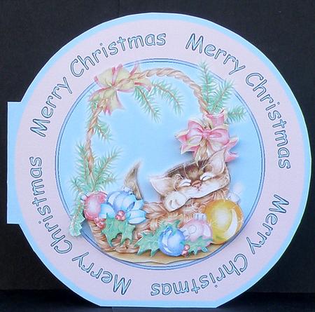 Kitty in the Baubles "merry Christmas" Wordaround Card by Suzi Cooper