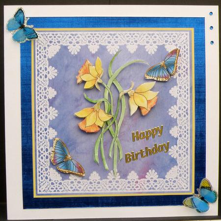 Daffodils and Butterflies Decoupage Card by Suzi Cooper