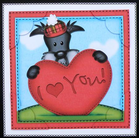 8 x 8 Hamish Dog's Heart Love Scalloped Corner Topper by Suzi Cooper