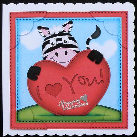 8 x 8 Debra Zebra's Heart Love Scalloped Corner Topper by Suzi Cooper