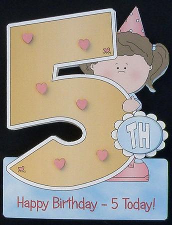 Girl's Fifth Birthday - Shaped Card with Decoupage by Suzi Cooper