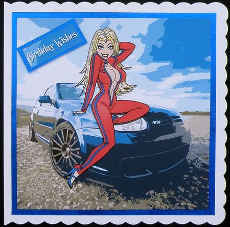 Sexy Pitstop Penny Car Topper 8x8 Inch by Suzi Cooper