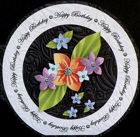 Paper Flowers "happy Birthday" Wordaround Card with Decoup by Suzi Cooper