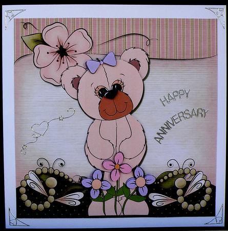 Springtime Bear 8"x8" Card Front by Suzi Cooper