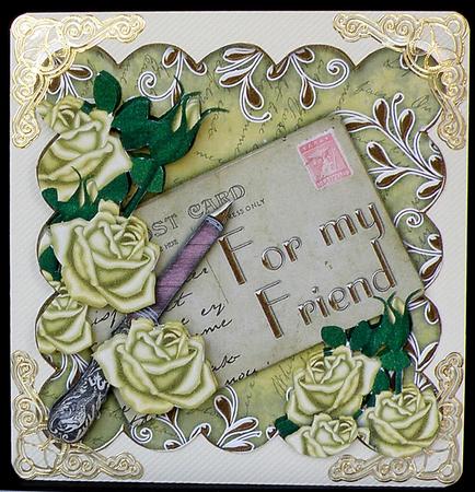 Lemon Roses for My Friend Scallop Postcard Step by Step by Suzi Cooper
