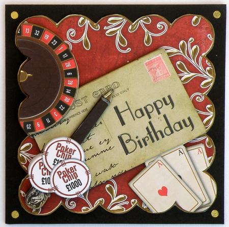 Roulette Red Happy Birthday Postcard Step by Step by Suzi Cooper