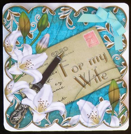 White Lily Teal for My Wife Postcard 6in Duo Corner Stacker by Suzi Cooper
