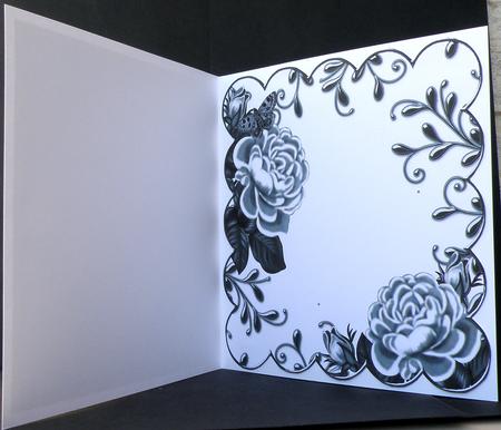 Black Roses Scallop 8in Decoupage Card Insert Panel by Suzi Cooper