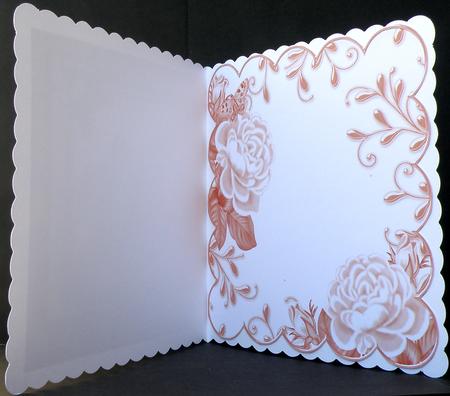 Peach Roses Scallop 8in Decoupage Card Insert Panel by Suzi Cooper