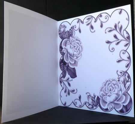 Purple Roses Scallop 8in Decoupage Card Insert Panel by Suzi Cooper