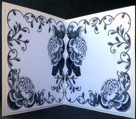 Black Roses Scallop 8in Decoupage Folded Card Insert by Suzi Cooper