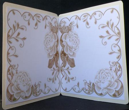 Cream Roses Scallop 8in Decoupage Folded Card Insert by Suzi Cooper