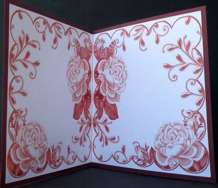 Dusky Pink Roses Scallop 8in Decoupage Folded Card Insert by Suzi Cooper