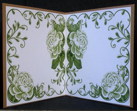 Olive Roses Scallop 8in Decoupage Folded Card Insert by Suzi Cooper