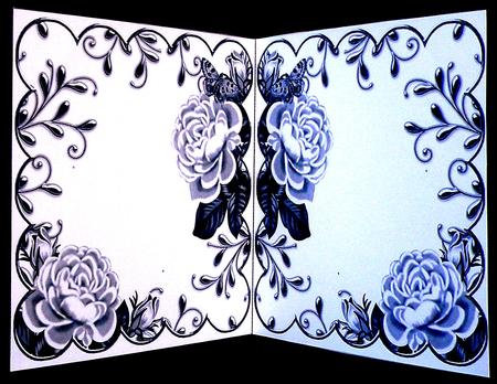 Silver Roses Scallop 8in Decoupage Folded Card Insert by Suzi Cooper