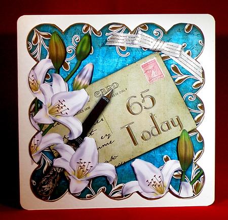 White Lily Teal Scallop Postcard 65 Today Step by Step by Suzi Cooper