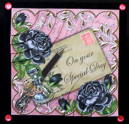 Black Roses Pink on Your Special Day 6in Duo Corner Stacker by Suzi Cooper